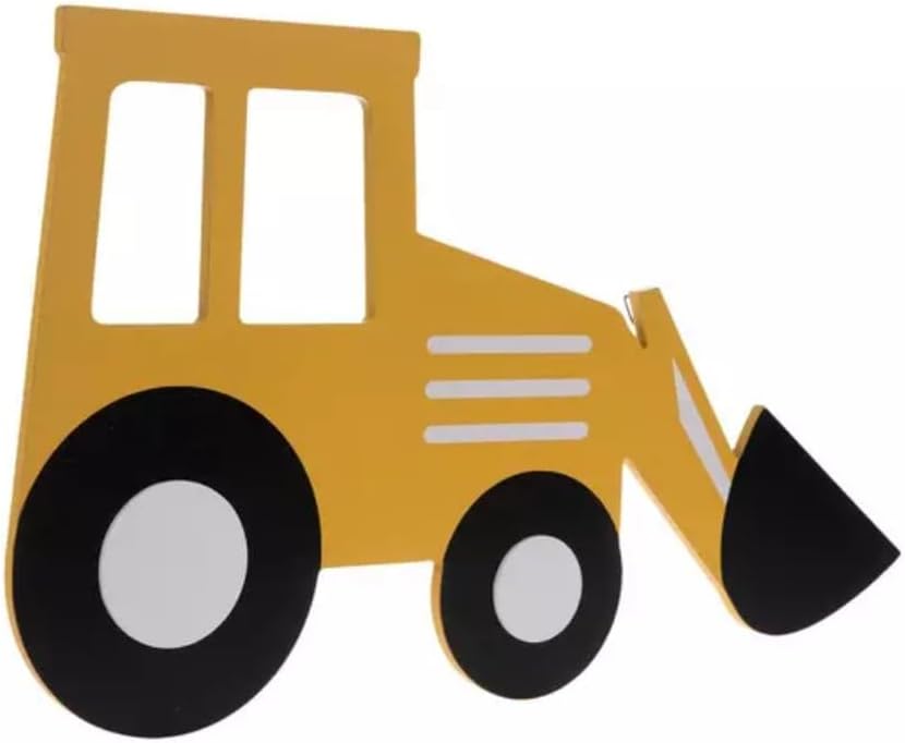 Yellow Shovel Truck Wood Wall Decoration Media, Kids Play or Game Room