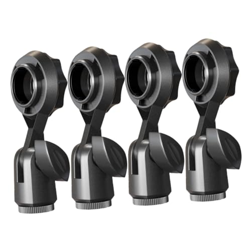 HANABASS 4Pcs Rotatable Microphone Clip for Handheld Microphones Stand Mount with Conversion Nut for Desktop Use Meetings Podcasts and Video Chats