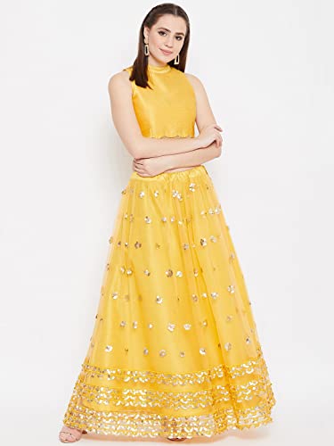 Image of studio rasa Women's Dupion Sequin Embellished Crop Top for Wedding Festive