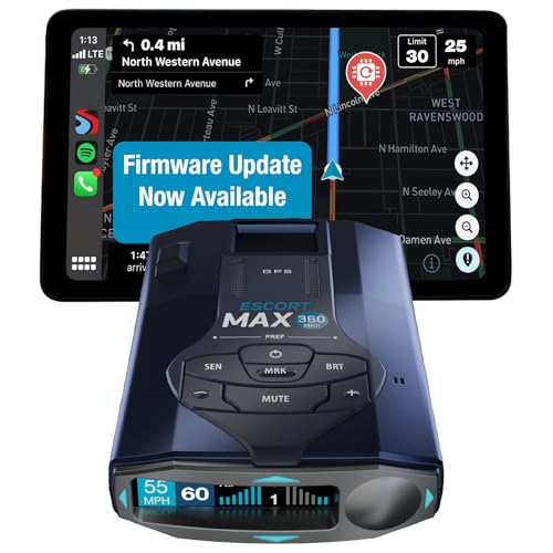 Image of Escort MAX 360 MKII Radar and Laser Detector Bluetooth Enabled, 360 Directional Arrows, Exceptional Range, Shared Alerts, Apple CarPlay and Android Auto Compatible, Black
