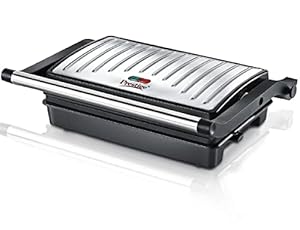 Prestige PEG 5.0 800W Electric Griller |Durable aluminium non-stick plates|stainless steel exterior|No flip grilling|low-fat grilling|Black|1 year warranty(Silver and Black)