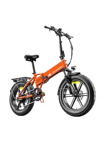 ZWHEEL Urban Flux | Bicicleta Eléctrica Plegable Adultos - 250W, 100km Autonomía - Fat Bike 20”x4.0” - Shimano 7 Velocidades - Batería 48V 13Ah Extraíble - Frenos Hidráulicos, IP54 (Naranja)