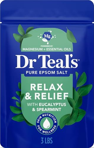 Dr Teal's Epsom Salt Magnesium Soak, Relax & Relief with Eucalyptus & Spearmint Essential Oils...