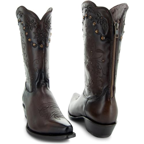 Soto Boots Womens Zippered Burnished Cowgirl Botos M500502