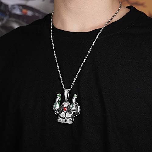 Iced Out Necklace for Men - Hip Hop Gorilla Cash Pendant - Copper Plated 18K Gold Micro Inlaid Zircon with 24in Rope Chain Hip Hop Rapper Jewelry Giftting