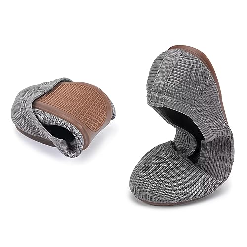 Image of Frank Mully Women's Ballet Flats Round Toe Walking Flats Slip On Work Shoes Knitted Flats Shoes for Woman Soft Lightweight