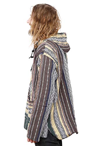 Sunshine Joy Woven Baja Style Pullover Hoodie Hooded Jacket Earth Stripe3