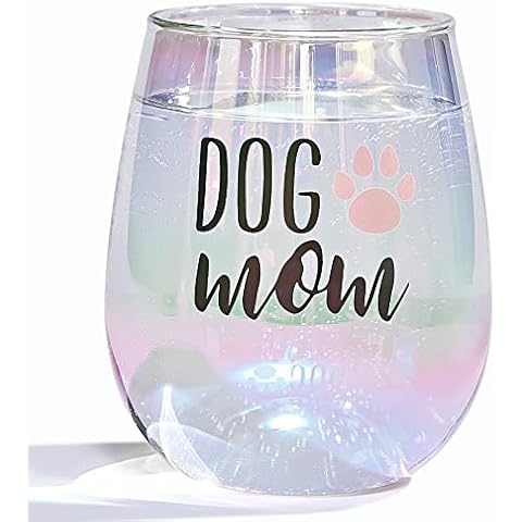 SHENDONG Dog Mom Wine Glass Dog Mom Glass Novelty Dog Wine Glass Dog Gifts for Dog Mom Mother Dog Lovers Birthday Mothers Day Gifts for Dog Mom from Daughter Son with Gift Box Thicken 15 Ounce White Cover