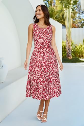 Image of STYLEWORD Womens Summer Casual Short Sleeve Flowy Midi Beach Dress
