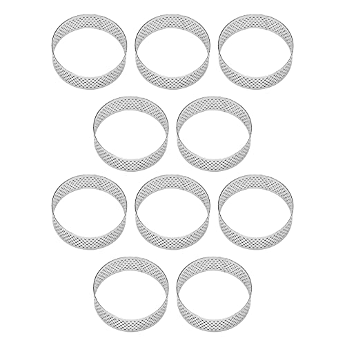 MACIMO 10Pcs 6cm Circular Tart Ring Dessert Stainless Steel Perforation Fruit Pie Quiche Cake Mousse Mold Kitchen Baking Mould