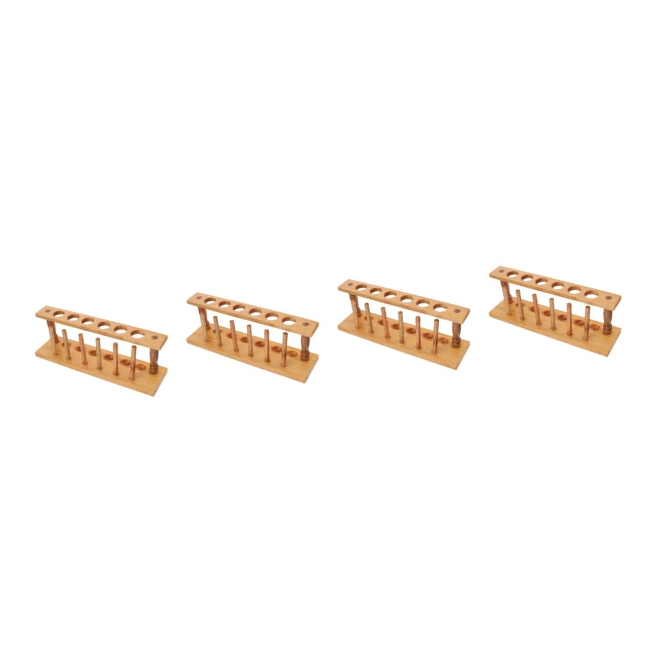 Cabilock 4 Piezas Gradilla para tubos de ensayo de madera Pararse Titulares agujero Muestras gradilla para tubos de ensayo de laboratorio estante de almacenamiento de tubos de ensayo Marrón