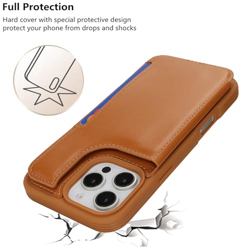 Étui de protection iPhone 16 Pro Max en cuir synthétique marron clair