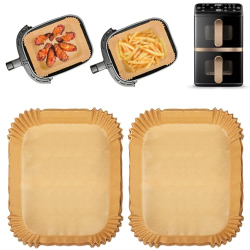 120 Stück Airfryer Backpapier Zubehör Kompatibel mit Philips Airfryer 4000 Series Stacked Dual Basket Heißluftfritteuse Backpapier Kompatibel mit Philips NA460 NA462 10L Ninja AF400EU SL400EU