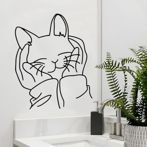 猫 壁飾り 金属製 ラインアート インテリア ウォールアート 猫好き ギフト [並行輸入品]