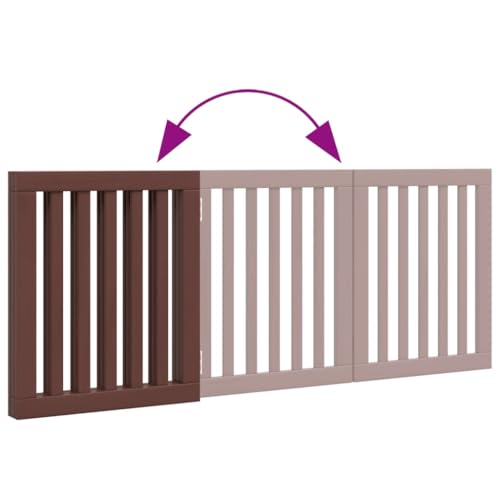 Vidaxl Cancello Cani Pieghevole 3 Pannelli Marrone 150Cm Legno Pioppo, Cancello Per Animali Domestici, Cancello Di Sicurezza Per Cani, Cancello Per Cuccioli Per Scale - 7