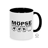 siviwonder Tasse Kaffeebecher MÖPSE Hören aufs Wort Hund Hunde Fun schwarz