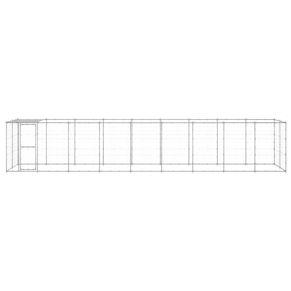 Cuccia esterna in acciaio zincato con tetto, 21,78 m² | Rete perimetrale ventilata, porta con chiavistello, tetto in polietilene resistente all'acqua