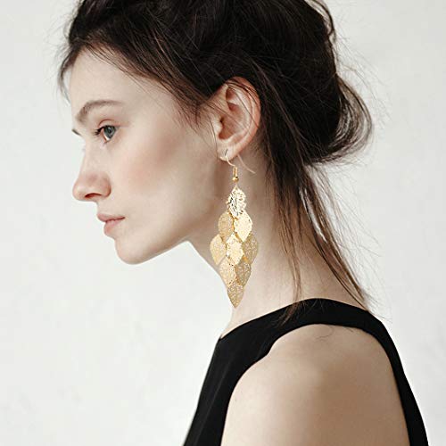 Starain 12 Pairs Gold Hoop Earrings For Women Girls Long Layered Leaf Earrings Vintage Statement Dangle Drop Earrings Set #TOP2
