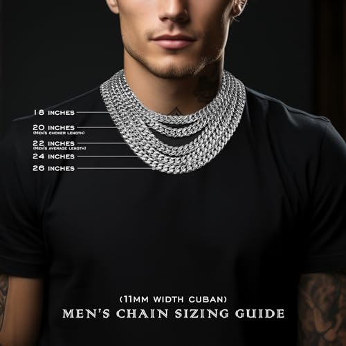 11mm Miami Cuban Link Chain Neckalces for Men Women, 316l Stainless Steel and 925 Sterling Silver Filled, Silver Cuban Mens Necklaces Jewelry Gifts Available In 20/22/24/26/28/30 Inches4