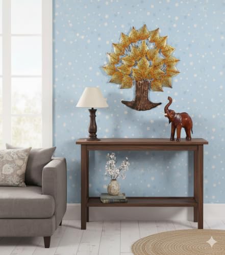 Image of Bharat Art Metal Tree Wall Art with LED Light for Living Room | Handcrafted Iron Tree Wall Hanging Home Decoration for Bedroom, Hall, Office & Entrance | Larch Tree | 24 * 2 * 24 inch | WD080