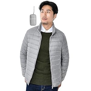 [Bvaeocl] ダウンジャケット メンズ ウルトラライト ダウン コート 軽量 防風 防寒 ライトダウン 楽しく選べる全16パターン BB43 (JP, アルファベット, M, (襟) グレー)" 