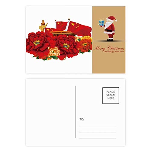 Cartes postales Tiananmen Chine drapeau rouge et Père Noël lot de 20 pièces