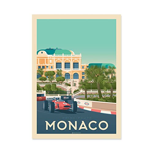 WALL EDITIONS Art-Poster - Monaco - Olahoop Travel Poster - Format 50 x 70 cm