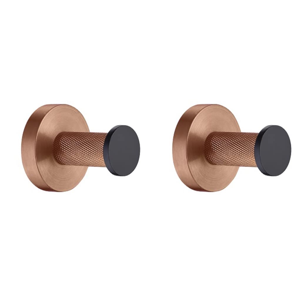 LMYSXAOZ Bathroom Accessory Set Rose Gold Black Accessories Hardware Set, Towel Bar Rail Rack, Toilet Paper Holder, Robe Hook, Soap Dish, Brush(2 PCS Hook)