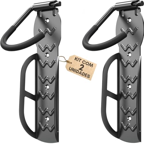 Kit 2 Suporte de parede para bicicletas, cabides de bicicleta para garagem, gancho vertical para armazenamento interno, resistente suporta até 30 kg, pacote com 2