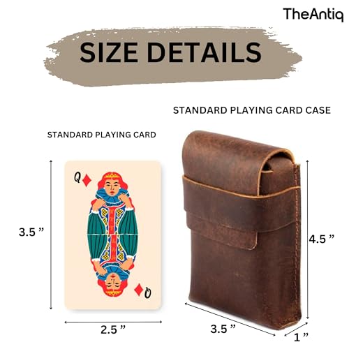 Black Leather Playing Card Case Holder, Handmade Full-Grain Leather Playing Card Storage Box, Coin Pouch Deck of Cards Case Holder Fits Poker & Bridge Size Cards, Playing Card Travel Case3