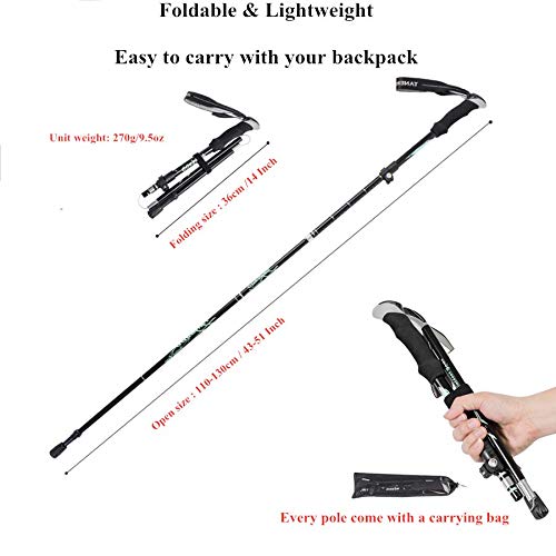image for JJZS Hiking Trekking Poles Collapsible - 2 Pack, Durable Aluminum 7075