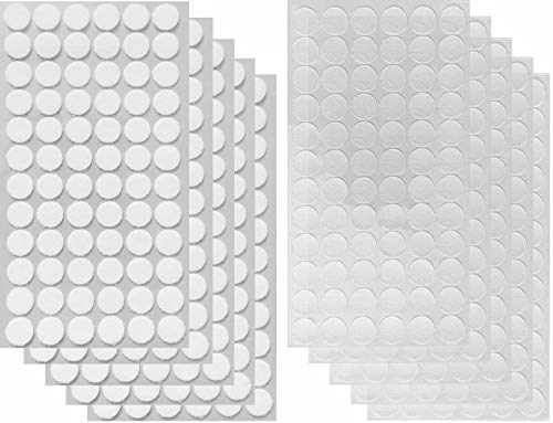 Self Adhesive Dots Strong Adhesive 1000pcs (500 Pairs) 0.59 Diameter Sticky Nylon Dots Hook & Loop Dots with Waterproof Sticky Glue Tapes Suitable for Classroom Office Home (Translucent)