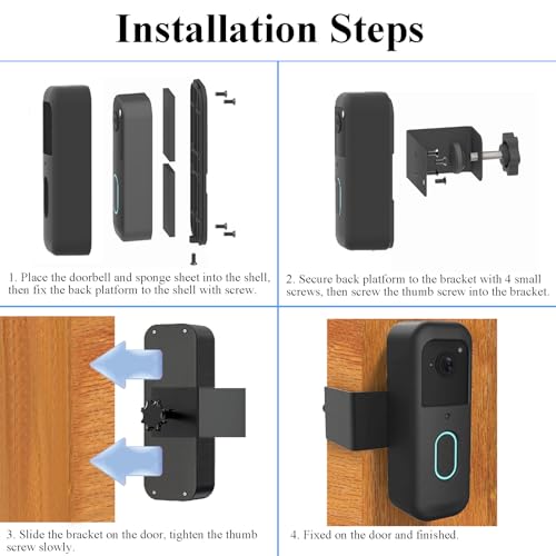 Image of Blink Doorbell Mount, Anti-Theft Blink Video Doorbell Door Mount Bracket, No Drilling, Not Block Motion Sensor, Easy to Install, Fit for Video Doorbell 2nd Gen (Black)