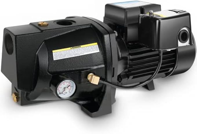 Acquaer 1HP Shallow Well Jet Pump,Cast Iron, Well Depth Up to 25ft, 115V/230V Dual Voltage, Automatic Pressure Switch,Versatile Pump for Garden, Lawn, Farm