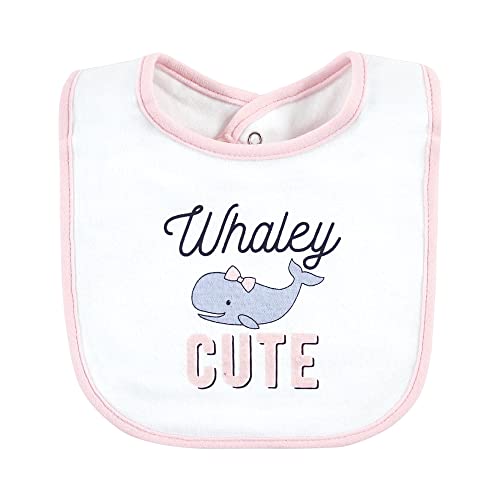 Image of Hudson Baby Unisex Baby Cotton Bibs, Whaley Cute Girl, One Size