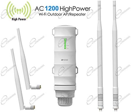 Telcominstrument Ripetitore Wi Fi AC1200 Universale da Esterno Range Extender Amplificatore Wireless Dual Band con 4 antenne Alto Guadagno con Alimentazione Poe e Porte LAN Gigabit WiFi