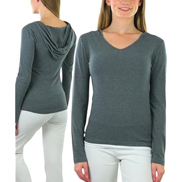 ToBeInStyle Moletom feminino de algodão manga longa gola V Raw Edge ajuste relaxado, Carvão (adulto), M