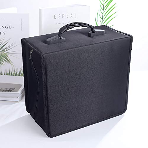 Vicoter 400 Large Capacity CD/DVD Case, CD Case Holder Portable DVD Storage Organizer with Hand Strap Easy to Carry (Black) - Thumbnail 3