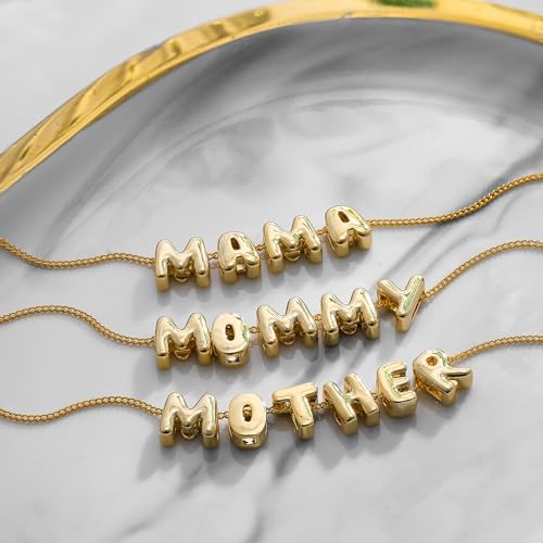 SLOONG Mama Necklace Letter Necklace 18K Gold Plated Dainty Mother and Daughter Matching Gift for New Mom Boyfriends Mom Women Mother's Day Mama Gifts 5