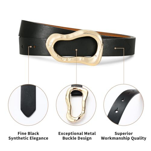 Waist Belt For Women Fashion Black Belt with Gold Buckle Women Belts for Jeans Dresses4