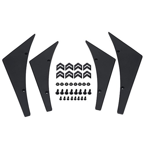 Front Bumper Canard Set, Universal 4pcs Car Front Bumper Lip Splitter Fins Canards Car Body Spoiler fits for Front Left and Right Bumper Side(Black)
