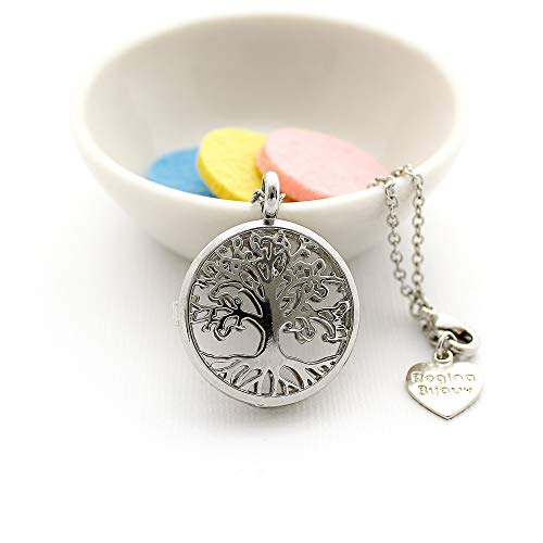 Difusor Pessoal Colar para Aromaterapia Árvore da Vida Prata