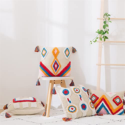 Taie d'oreiller coussin sofa 45x45 géométrique avec pompons décoratifs maison - 6