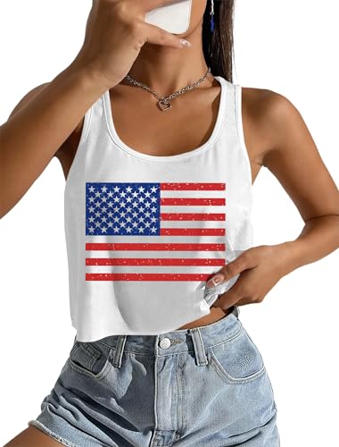 Image of Ithalt Womens American Flag Shirts 4th of July Outfits USA T-Shirt Patriotic Tank Shirt Fourth of July Sleeveless Tops