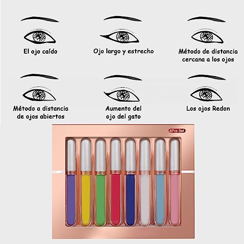 Set de 8 delineadores líquidos coloridos impermeables miniatura 4