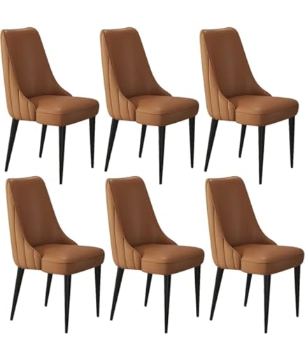 Image of Dream Furnishing - Set of 6 Dinning Chairs Elegant & Luxury Looks Strong Metal Frame Legs for Home Cafe Office Hotel (Tan Set of 6)