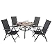 Produktbild PHIVILLA 4+1 Sitzgruppe Gartenstühle und Tisch Klappstühle mit Aluminium 6X verstellbar mit 7,Stahl Gartentisch mit Sonnenschirmloch Gartenmöbel Sets