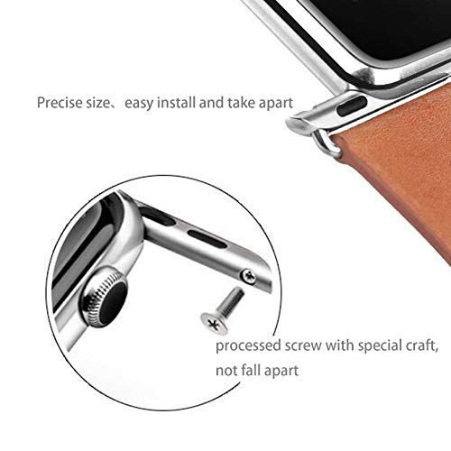 WFEAGL Compatible iWatch Band 42mm 44mm 45mm, Top Grain Leather Band Replacement Strap for iWatch SE & Series 7, Series 6, Series 5,Series 4,Series 3,Series 2,Series 1 (Leopard+Silver ,42mm 44mm 45mm)