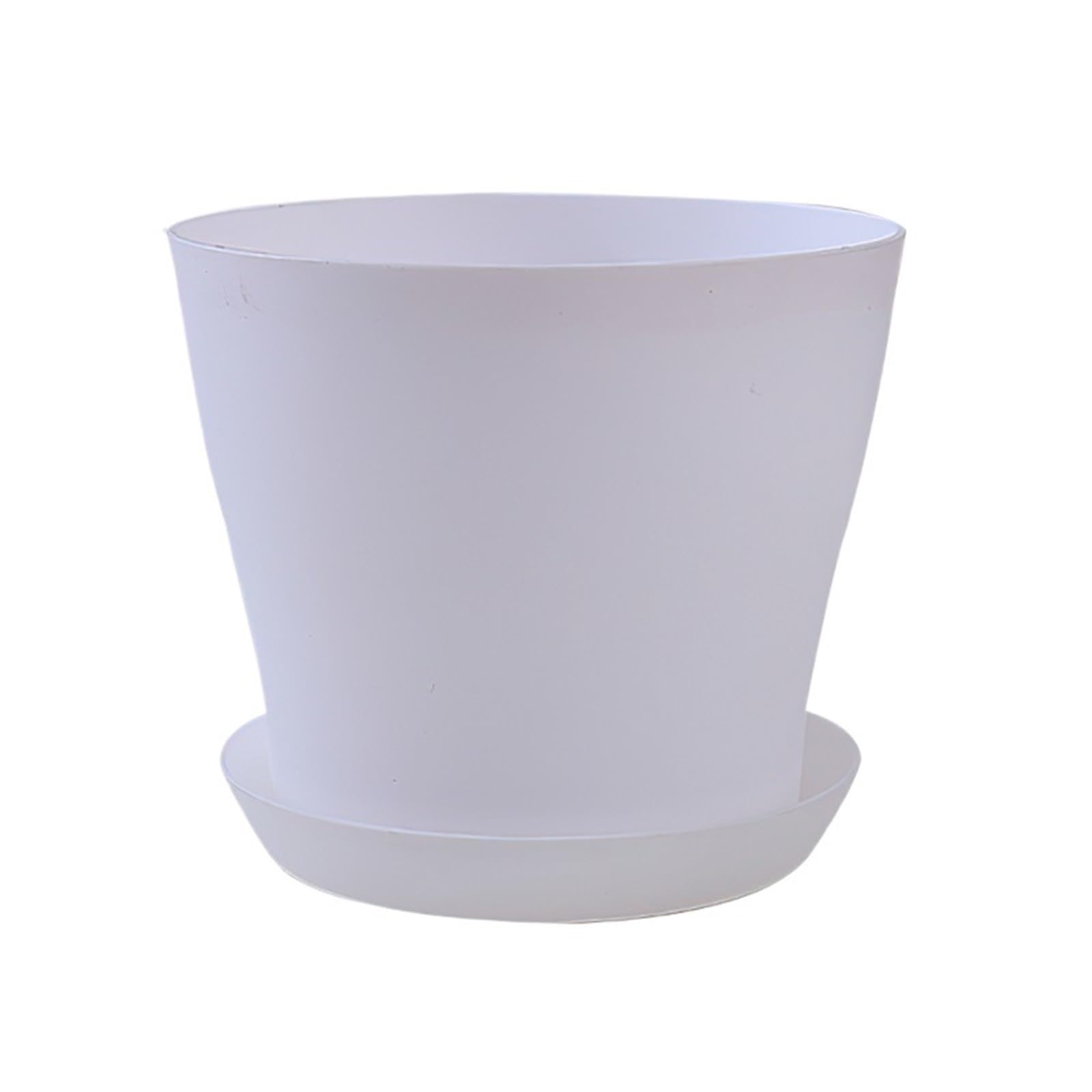 WLIHDB 1Pcs Colorful Flower Pot Round Planters Succulents Plant Nursery Flowerpots Garden Plants Tray Office Decor Planting Supplies for Seeds Seedling(White)