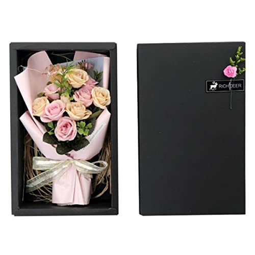 JUNYFFF Künstliche Blumen Rosen, Blumen-Geschenkbox Künstliche Seife Rose Für Damen Blumengeschenk Für Muttertag, Valentinstag, Lehrertag, Hochzeit,A Cover